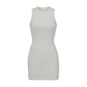 Skims Cotton Rib Tank Dress in Grey Size Small